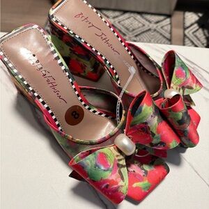 Betsey Johnson Multicolor Floral Heels with Bow